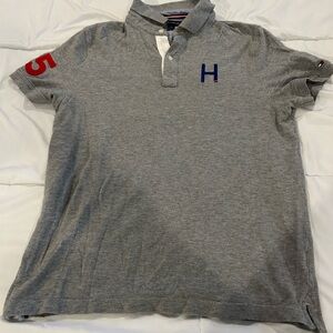 Tommy Hilfiger Gray Polo with Red and White Trim
